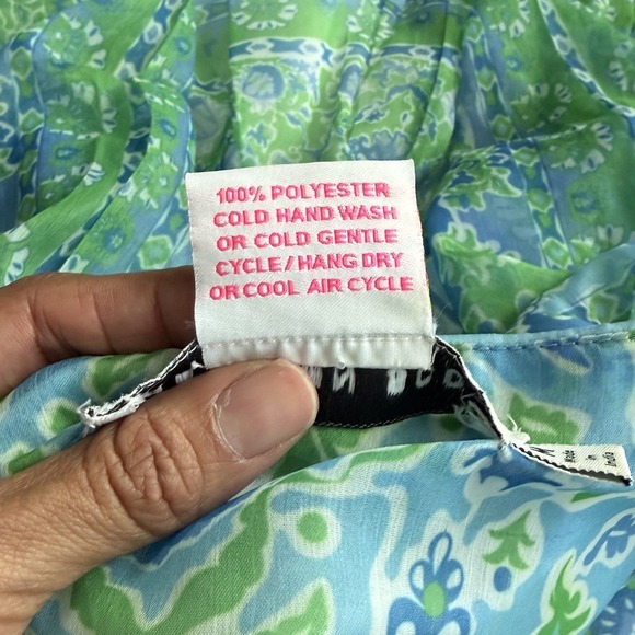 Gretchen Scott Borderline Dress Blue Scarfy Lined Medium Coquette Cottagecore - Picture 8 of 11